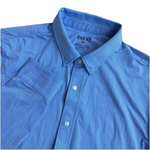 Rhone Commuter Shirt Mens XL Blue Performance Button Down Stretch Lightweight